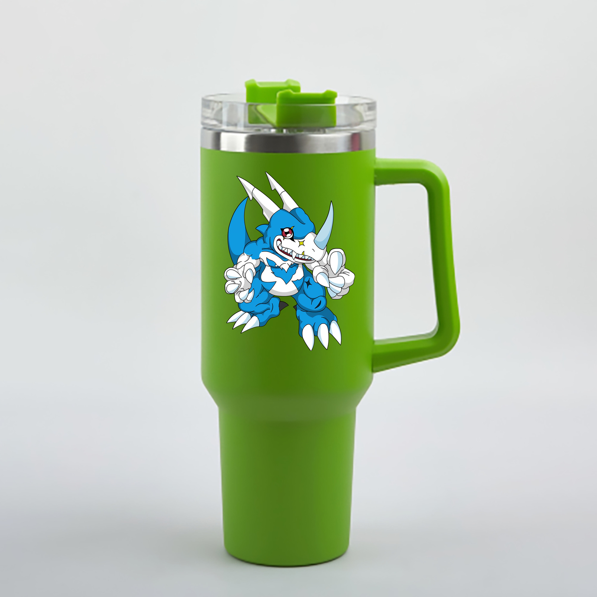 （画像用） Digimon デジタルモンスター/デジモン 1200mL車用タンブラー - クリスタルステッカー（プラスチックストロー付き）